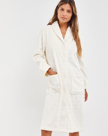 Pretty Secrets Button Through Fleece Dressing Gown