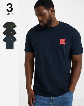Jack & Jones Brandy Logo T-Shirt 3 Pack - Multi