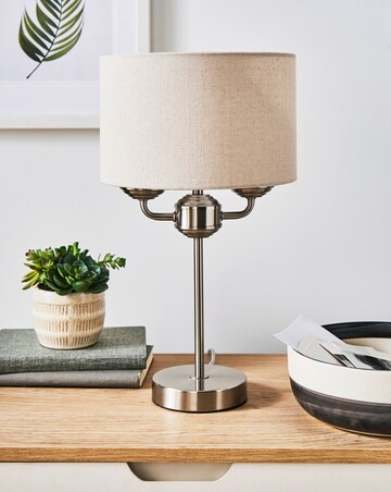 Fulford Brushed Silver & Linen Shade Table Lamp