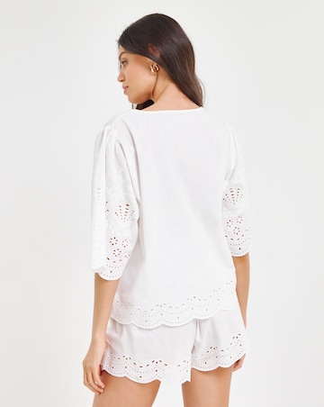 Simply Be Cotton Beach Broderie Shirt And Short Co-Ord Set