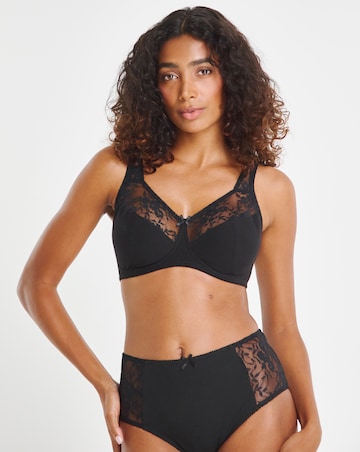 Pretty Secrets (2 Pack) Cotton Lace Non Wired Full Cup Bras (B-G) White/Black