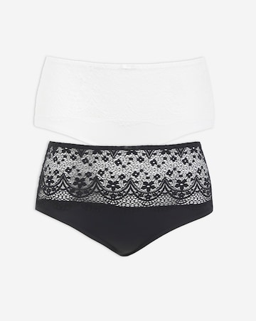 Pretty Secrets (2 Pack) Lottie Lace Full Brief Knickers Black/White