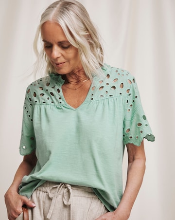 Julipa Pure Cotton Cut Out Broderie Top