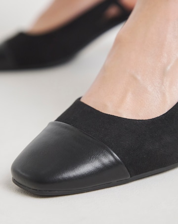 Heavenly Soles Tegan Low Block Heel Slingback Shoes - Wide Fit (E)