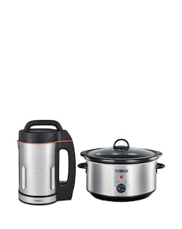 Tower 1.6L Soup Maker + 3.5L S/S Slow Cooker