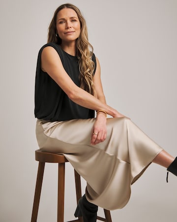 Anthology Champagne Satin Slip Skirt