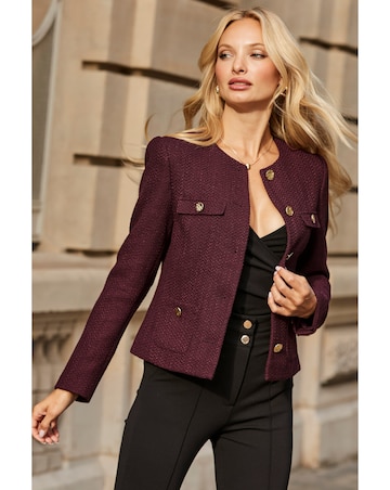 Sosandar Collarless Boucle Jacket