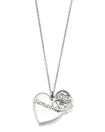 Sterling Silver Personalised Double Heart Special Age Pendant