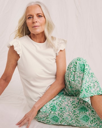 Jersey Broderie Printed Pant Pyjama Set