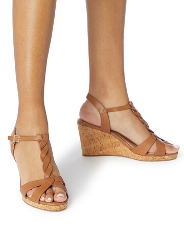 Dune Koali Leather Cork Wedge Wide Fit