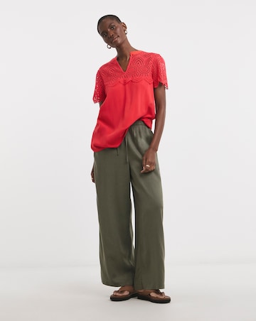 Crinkle Crochet Trim Top