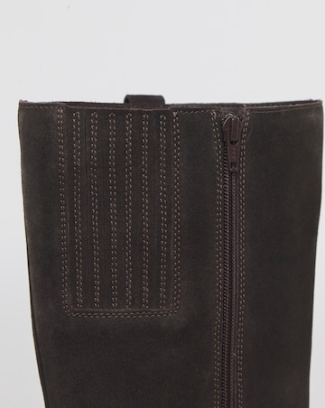 Winnie Suede Low Block Heel Knee High Boots - Wide Fit (E) & Curvy Calf