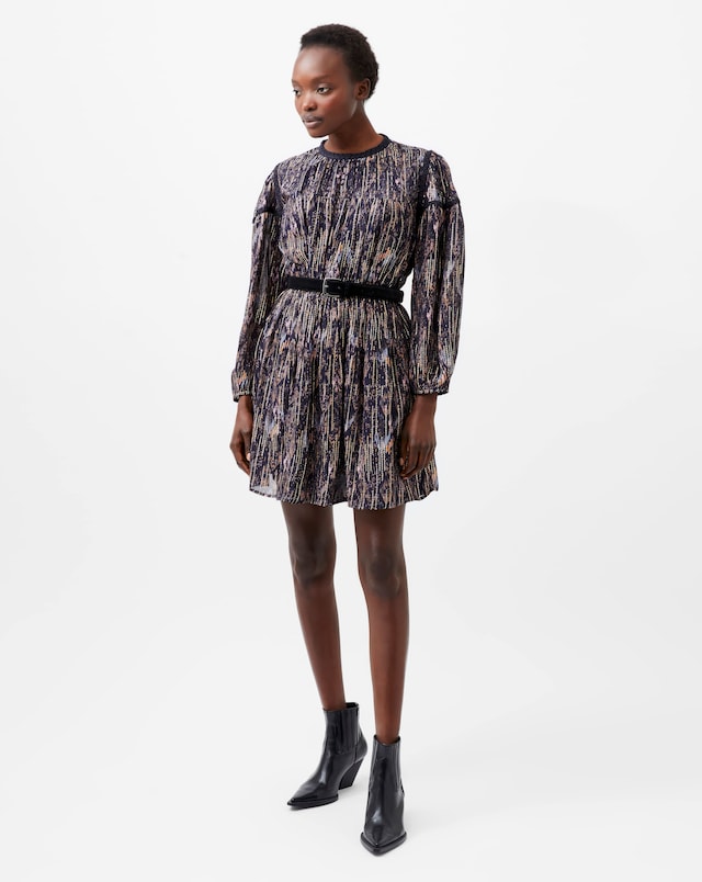 French Connection Carissa Metallic Jacquard Mix Dress