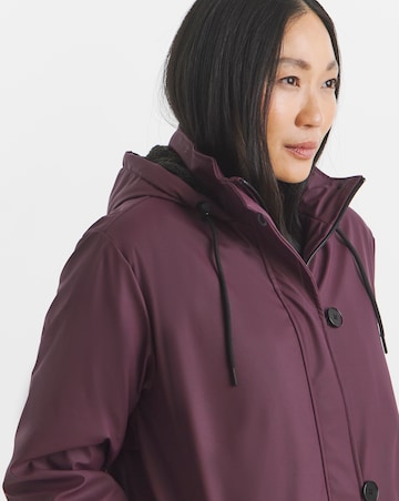 Wine Fleece Lined Rubberised Raincoat