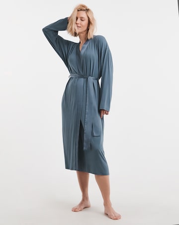 Cool Stretch Satin Midi Dressing Gown
