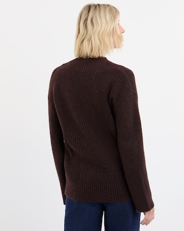 Chocolate Deep V Neck Knitted Jumper