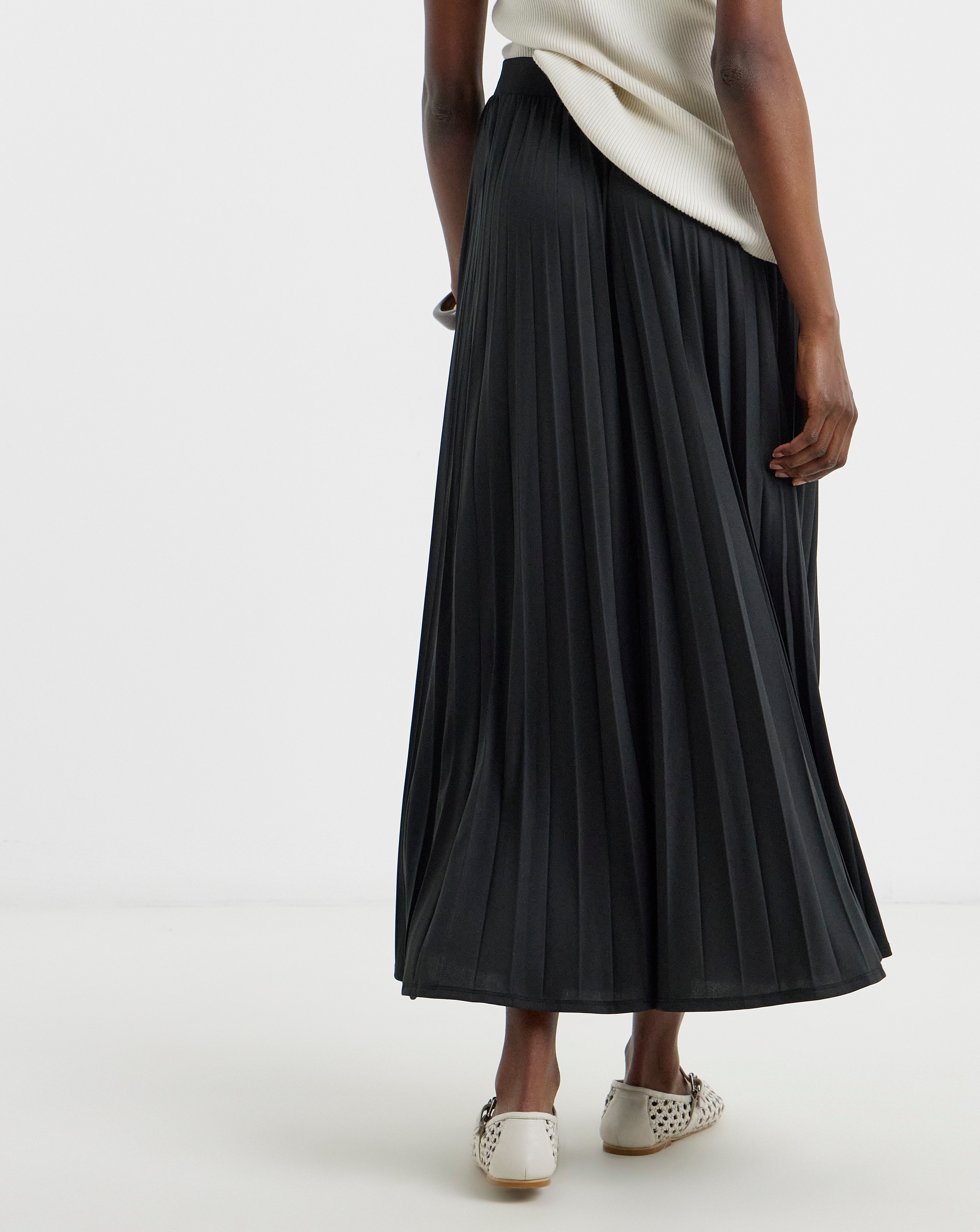 Black Pleated Pull On Jersey Maxi Skirt | JD Williams