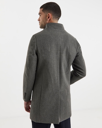 Grey Faux Wool Funnel Coat