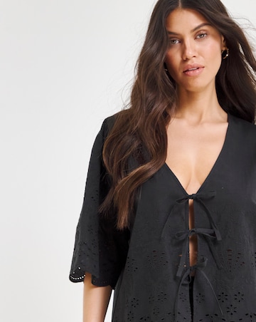 Simply Be Cotton Beach Broderie Shirt And Short Co-Ord Set