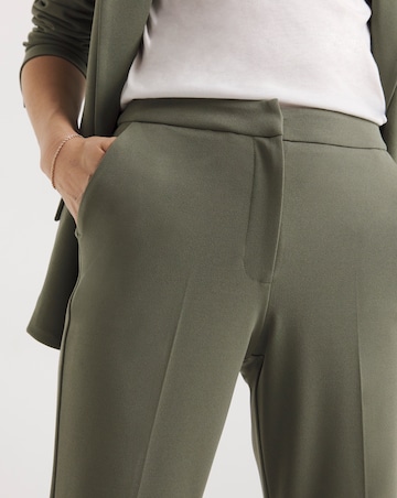 Soft Khaki Scuba Straight Leg Trousers