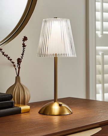 Liora Textured Glass Wireless Rechargeable Table Lamp