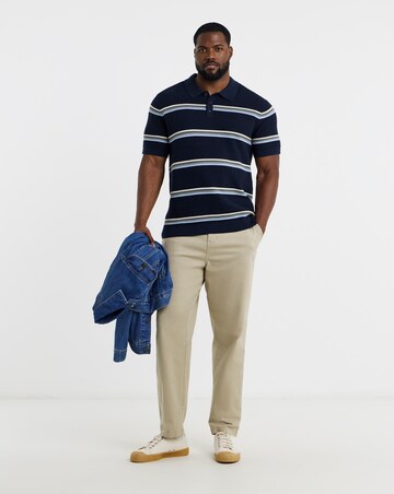 Jack & Jones Maine Knitted Stripe Polo - Navy
