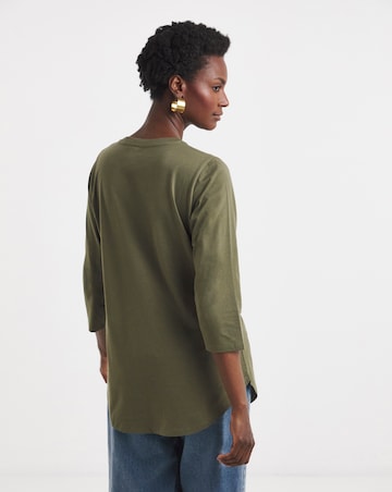 Longline Curved Hem 3/4 Sleeve