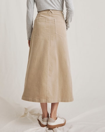 Julipa Pure Cotton Button Down Stretch Cord Skirt