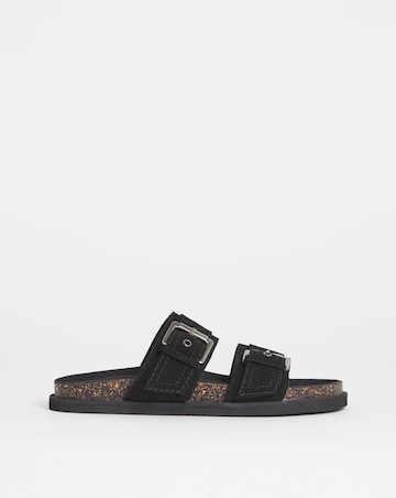 Chester Suede Two Strap Mule Sandals - Extra Wide Fit (EEE)