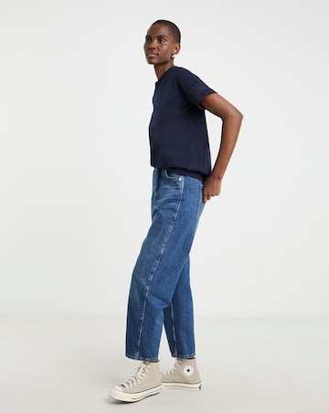 Pure Cotton Crew Neck Short Sleeve Lace Insert T-shirt