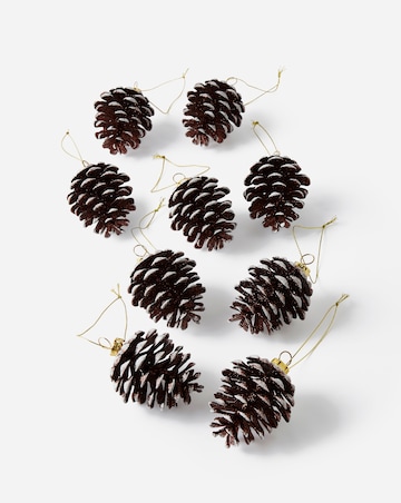 Set of Hanging Pinecones with Glitter - Set of 6