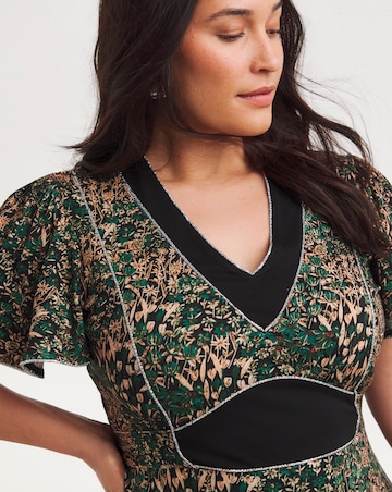 Joe Browns Jersey Contrast Floral V Neck Maxi Dress