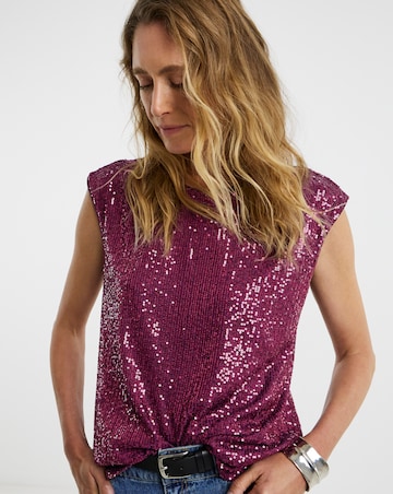 Sequin Cap Sleeve Vest