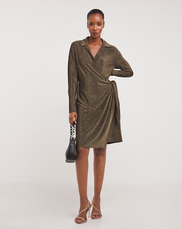 Jersey Glitter Knot Front Wrap Dress