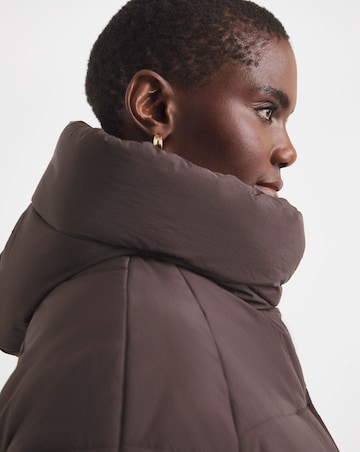 Chocolate Funnel Neck Padded Coat