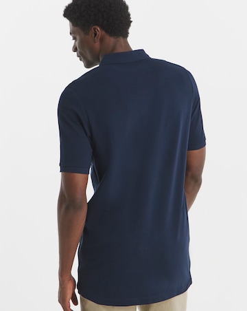 Pure Cotton Navy Pique Polo Extra Long Length- Navy