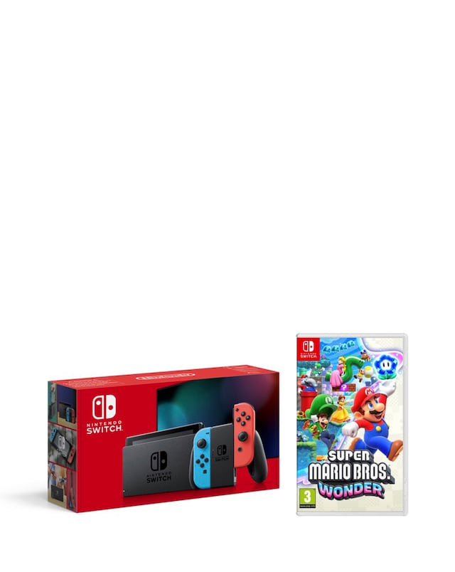 Nintendo Switch Neon Console + Super Mario Bros Wonder bundle