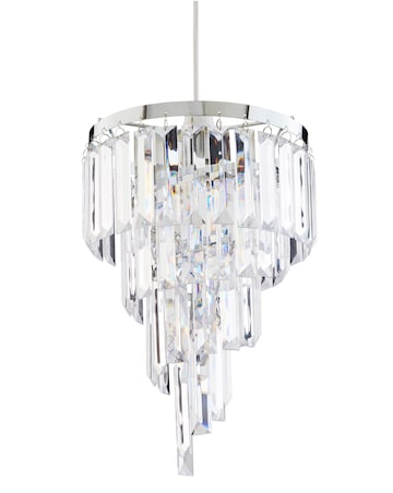 Waterfall Clear Acrylic Chrome Spiral Easy Fit Pendant