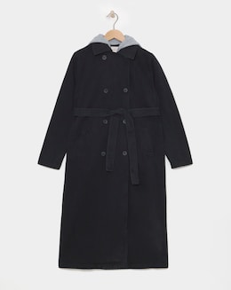 Black Denim Hooded Trench