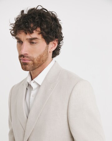 Linen Blend Double Breasted Suit Jacket