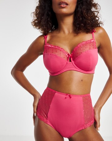 Pretty Secrets 2 Pack Rachel Embroidery Deep Brief Knickers - Raspberry/Natural