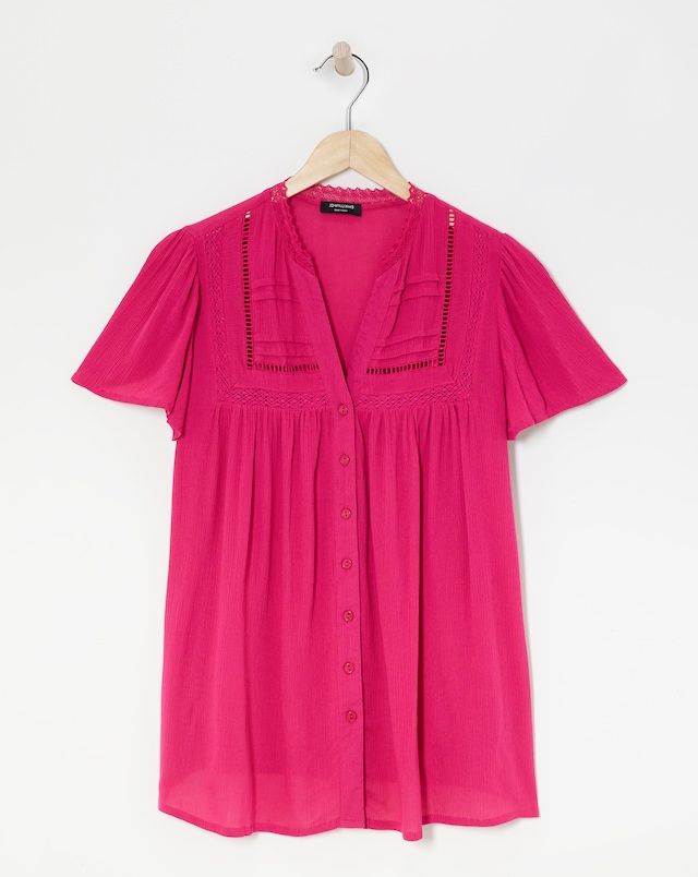 Crinkle Ladder Insert Blouse