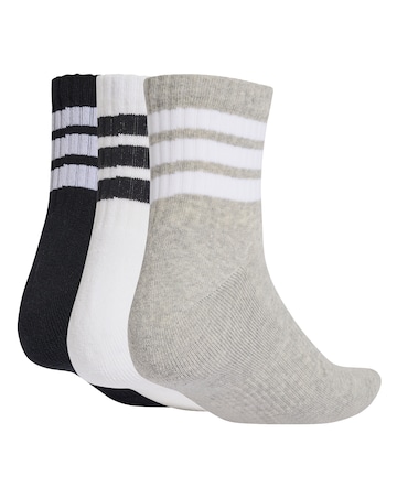 adidas 3 Stripe Essentials 3 Pack Mid Socks