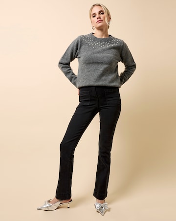 Little Mistress Grey Embellished Knitted Jumper
