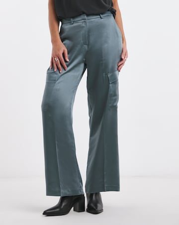 Satin Cargo Straight Trousers