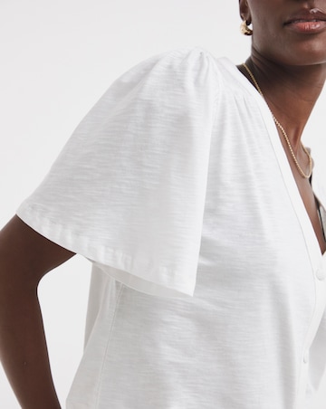 Cream Button Front Angel Sleeve Top