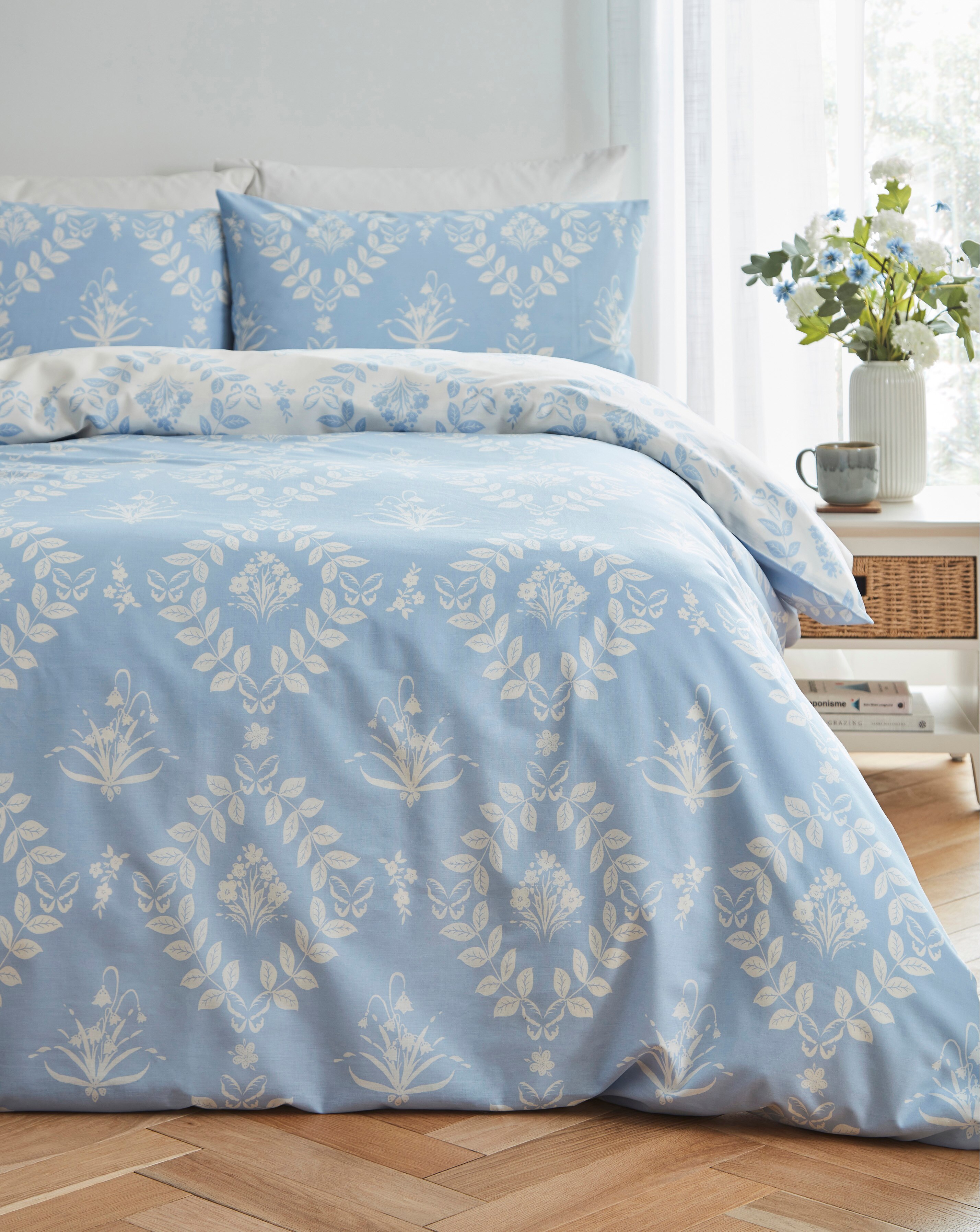 Julipa Stamp Trail Floral Blue Duvet Cover Set