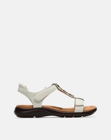 Clarks White Kitly Gem Leather Sandals - Wide Fit (E)