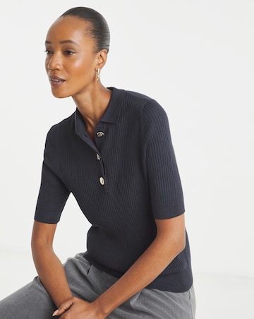 Ribbed Henley Collared Jumper