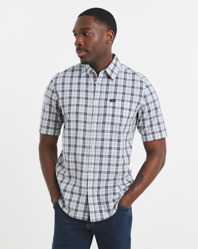 Wrangler Short Sleeve 1 Pocket Shirt - Blue